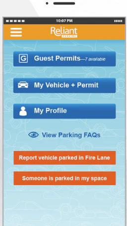 screenshot of Reliant Parking